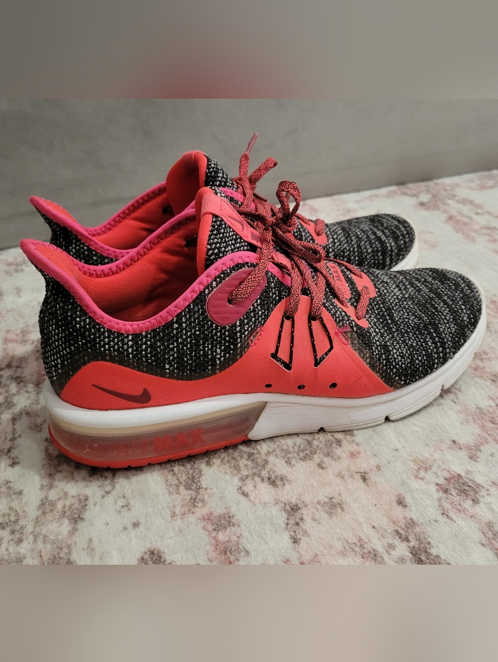 Nike Women's Black and Red Air Max Knit Sneakers - 8